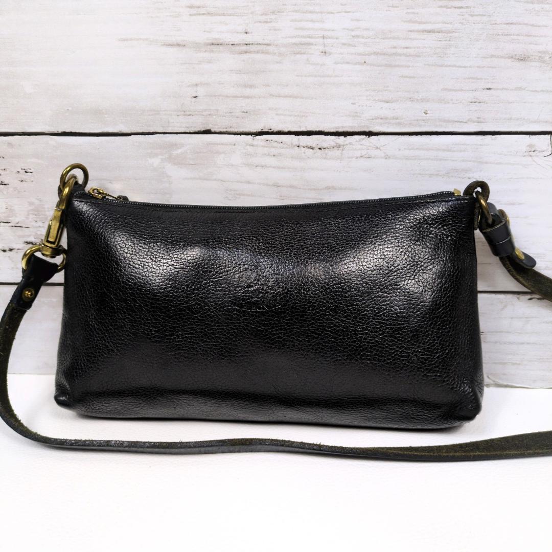 イルビゾンテ　ショルダーバッグ　ハンドバッグ　ブラック　2way　シボ