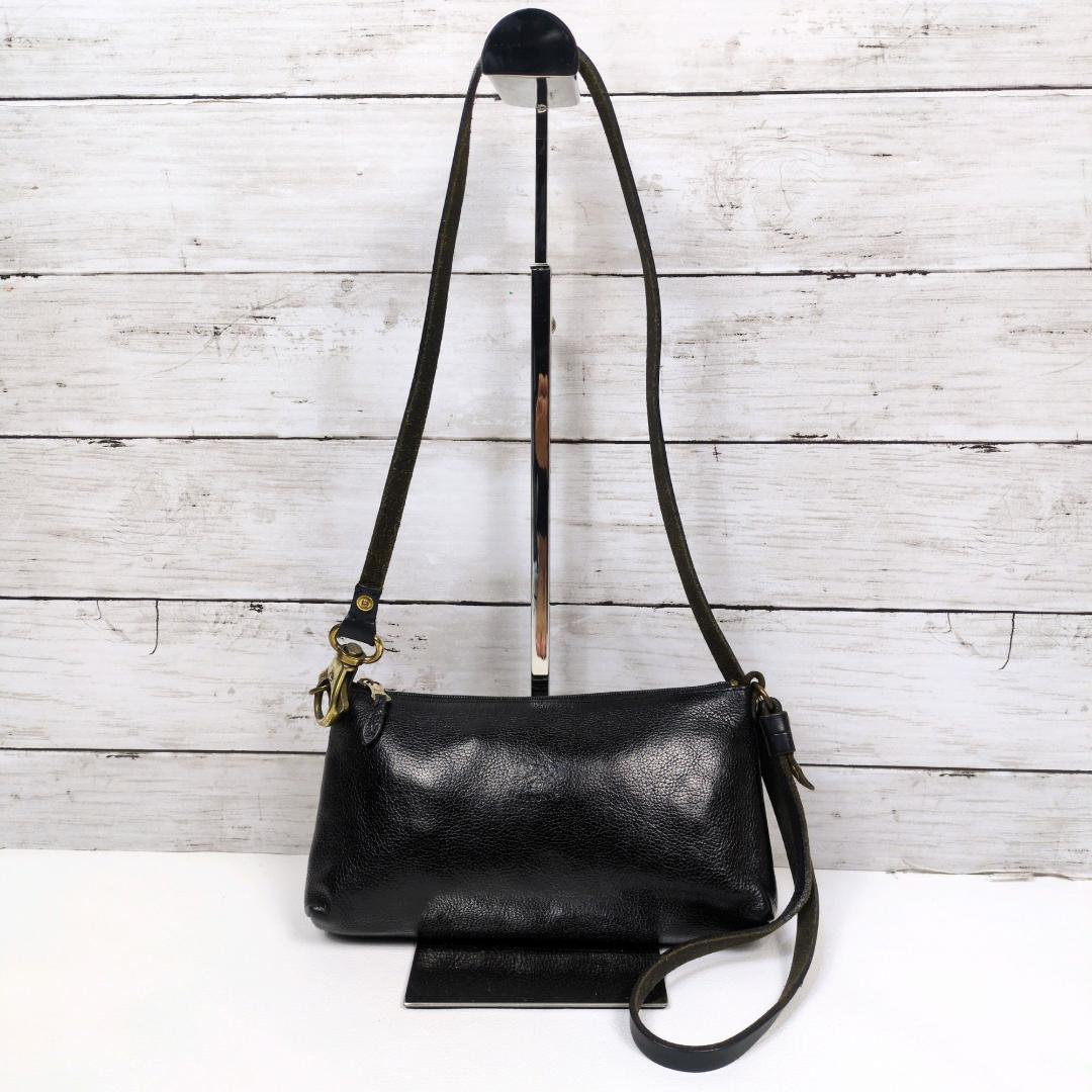 イルビゾンテ　ショルダーバッグ　ハンドバッグ　ブラック　2way　シボ