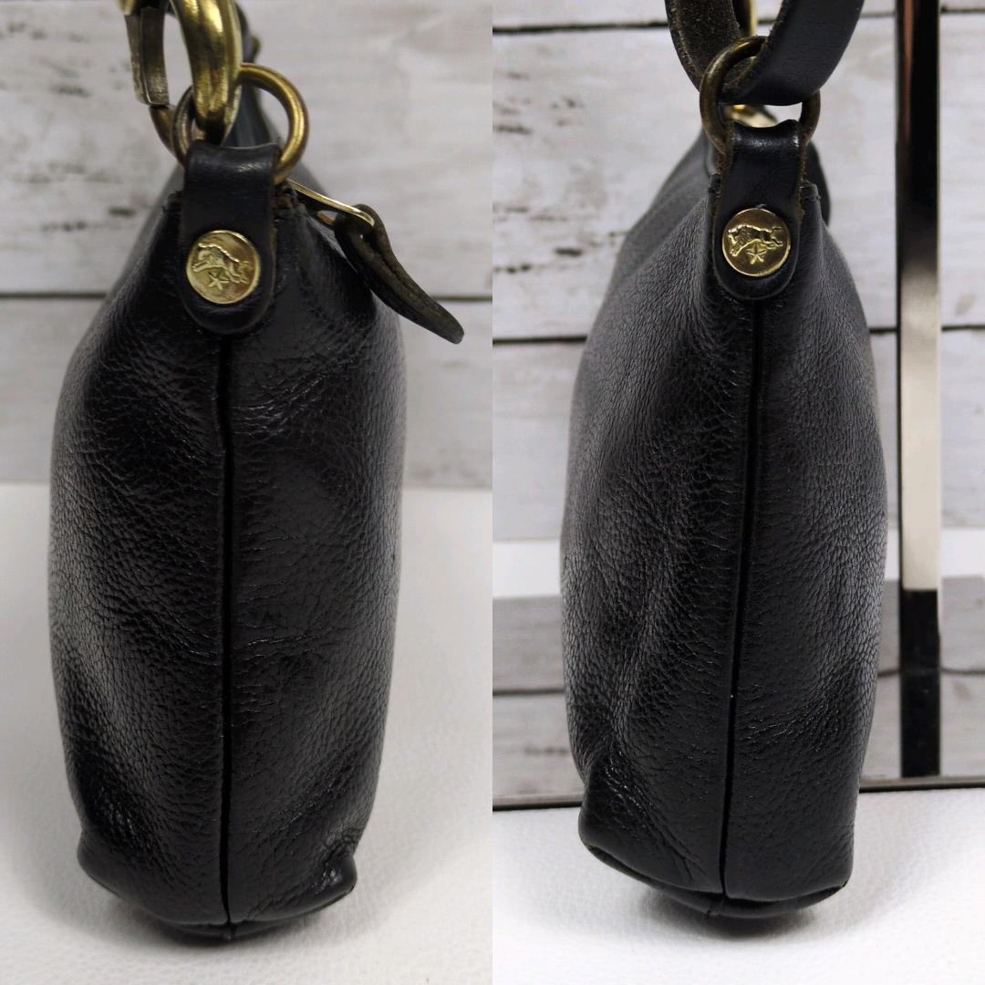 イルビゾンテ　ショルダーバッグ　ハンドバッグ　ブラック　2way　シボ
