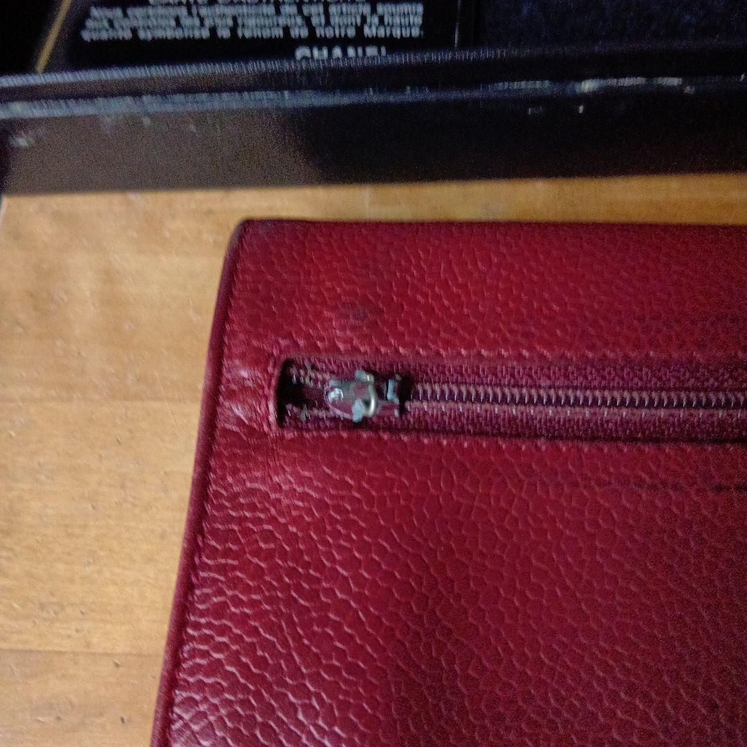 CHANEL レザー 長財布 レッド