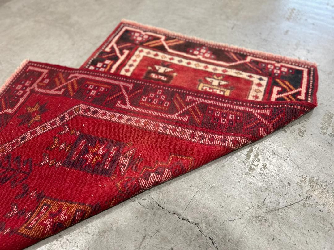 【60's Vintage rug】118×77cm　トルコ　ミフラーブ　ラグ