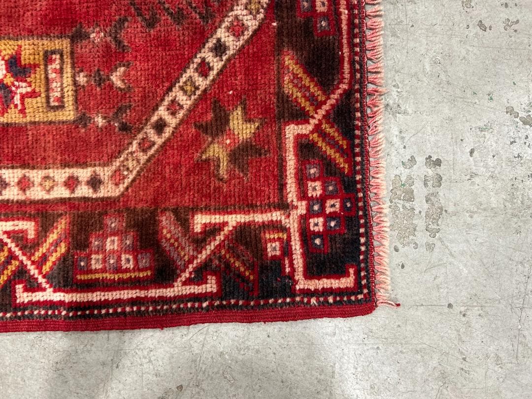 【60's Vintage rug】118×77cm　トルコ　ミフラーブ　ラグ