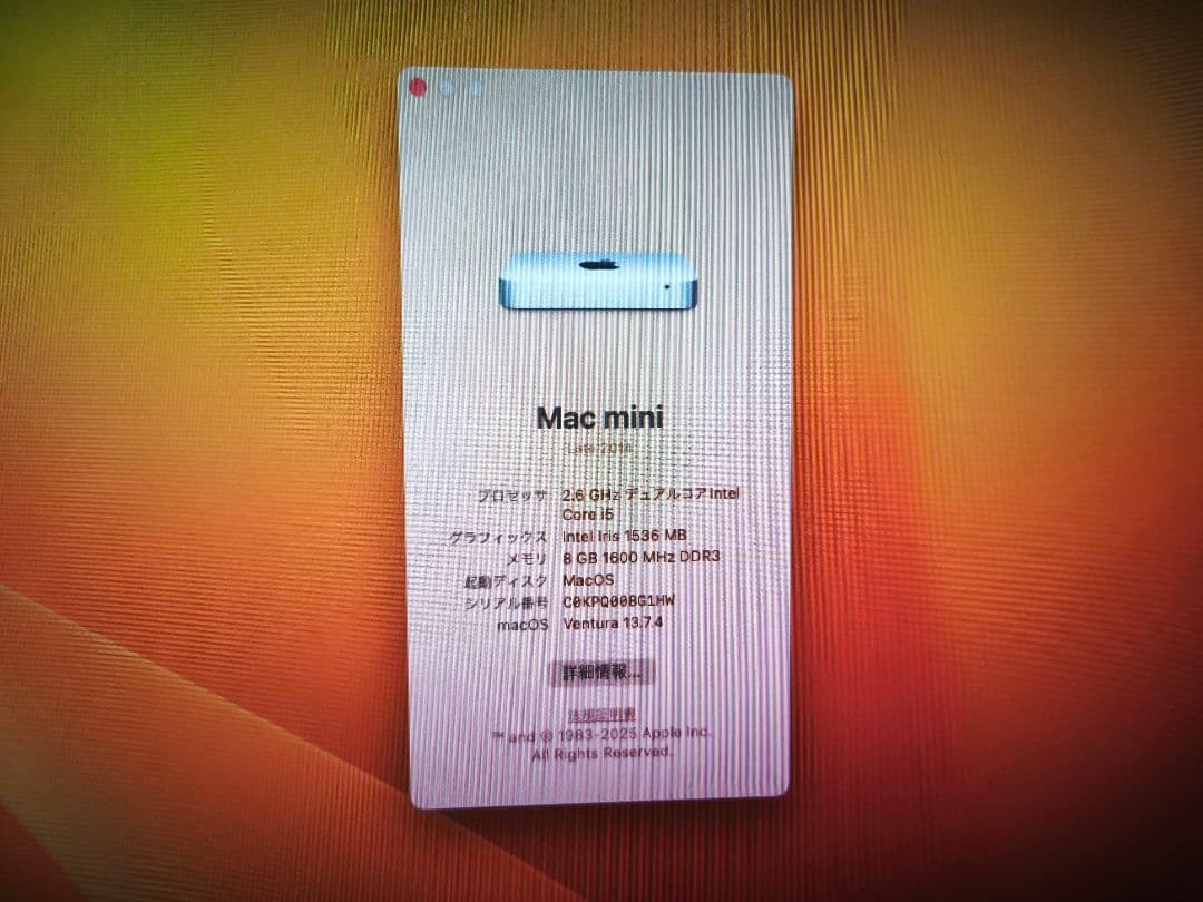 0*1様 【有料ソフト入】Mac mini 2014 i5/8GB/1TB 動作