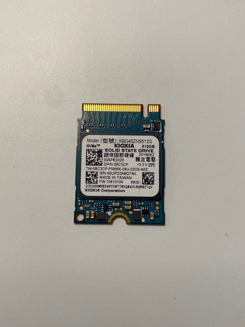 内蔵型SSD KIOXIA 512GB NVMe SSD KBG40ZNS512G