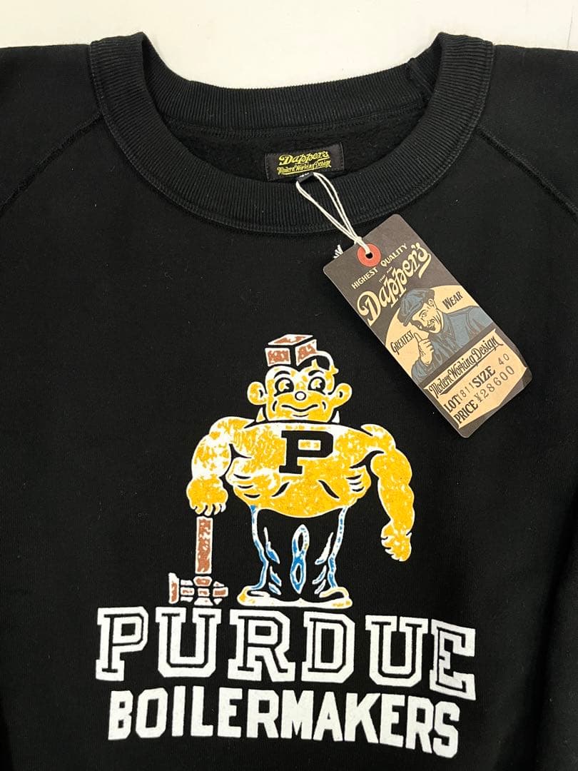 ダッパーズ スウェット フロッキープリント 黒 40 /PURDUEウエアハウス