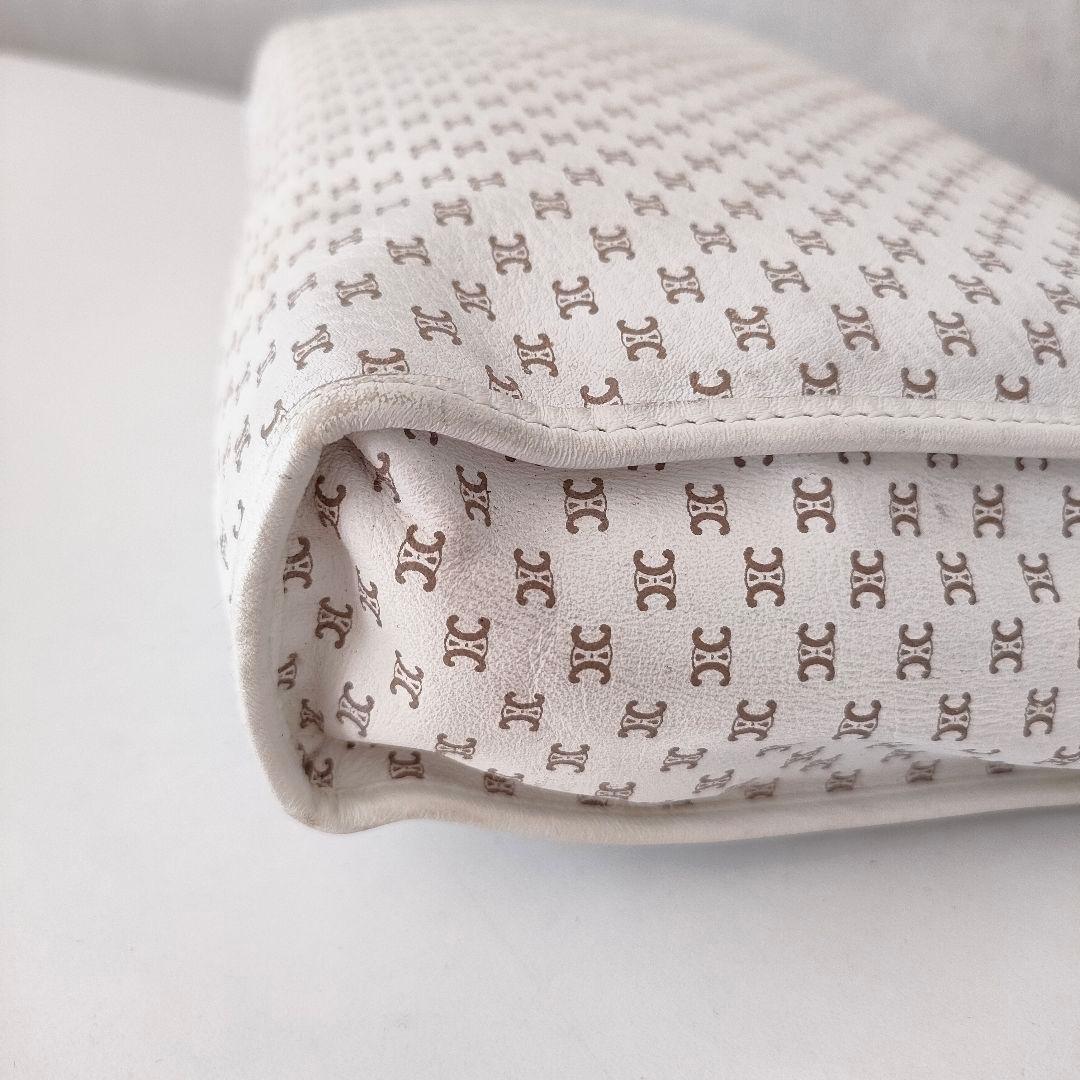 希少♡　CELINE 　マカダム　ロゴプリント レザー　クラッチバッグ　白