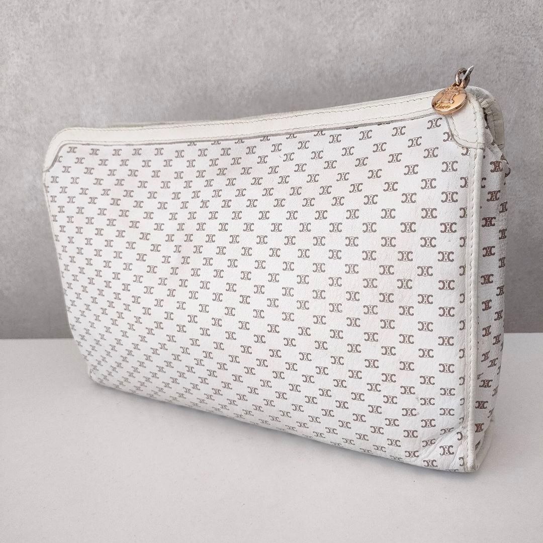 希少♡　CELINE 　マカダム　ロゴプリント レザー　クラッチバッグ　白