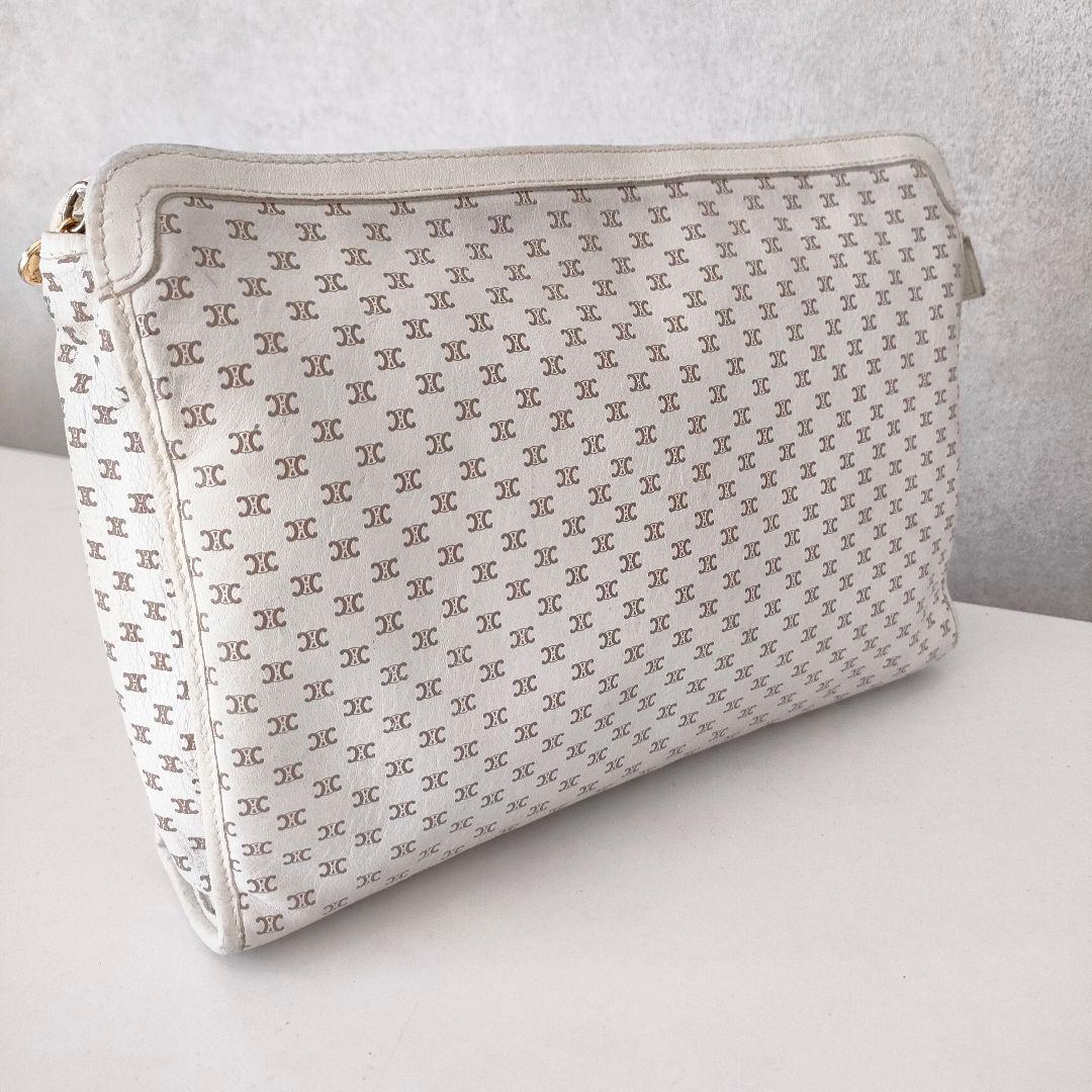 希少♡　CELINE 　マカダム　ロゴプリント レザー　クラッチバッグ　白