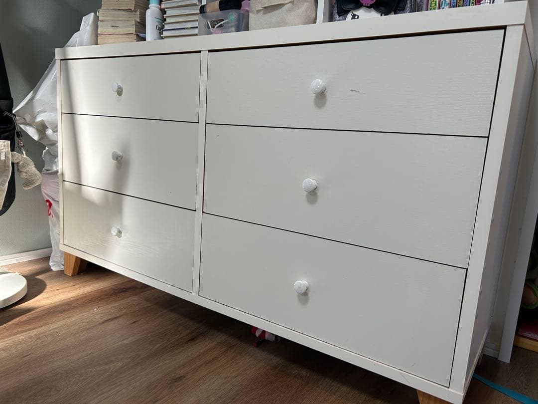 モモナチュラル　MOMO natural 3段チェスト　ホワイト 木製6引き出し