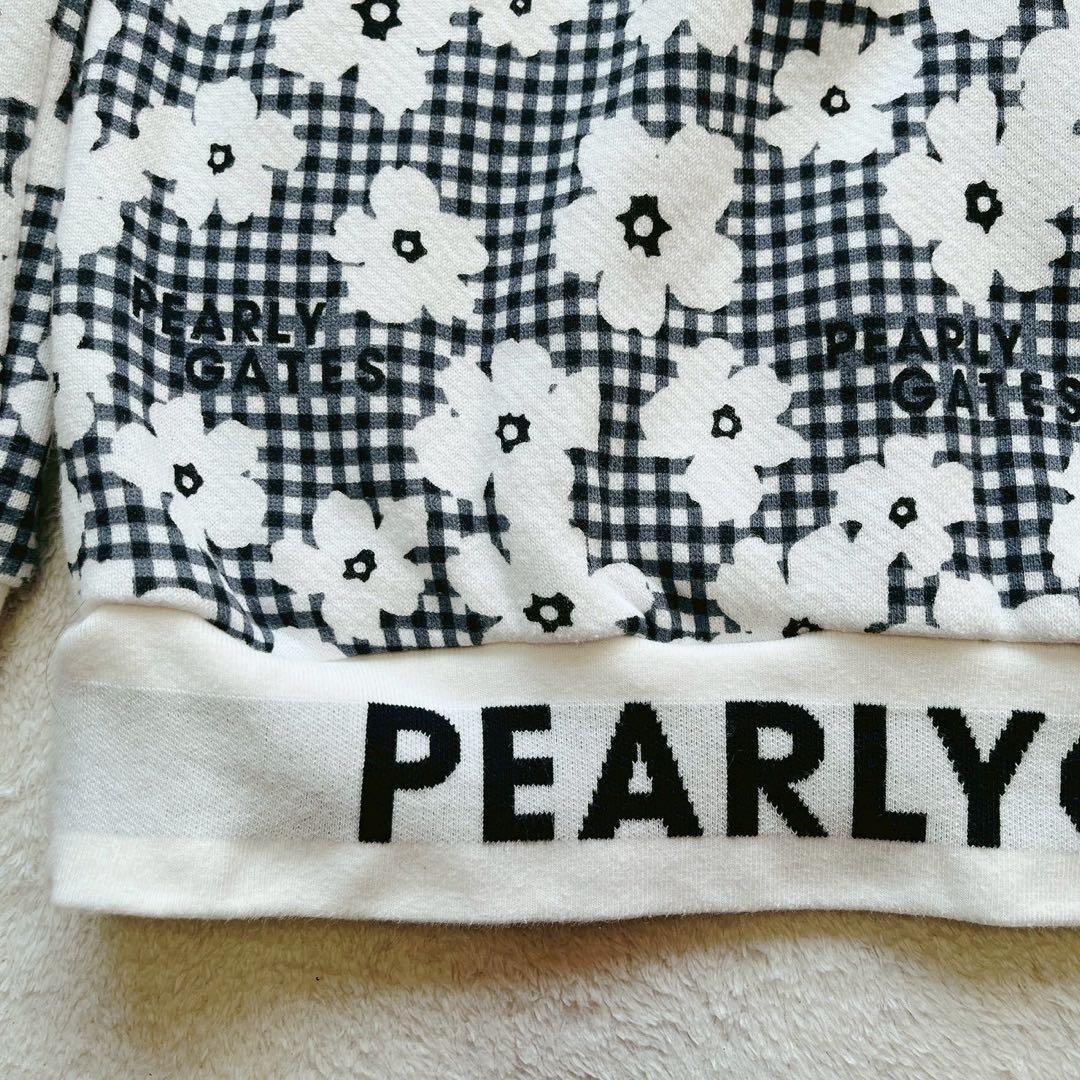 美品　パーリーゲイツ セットアップ　パーカー　スカート　チェック　花柄　裏毛