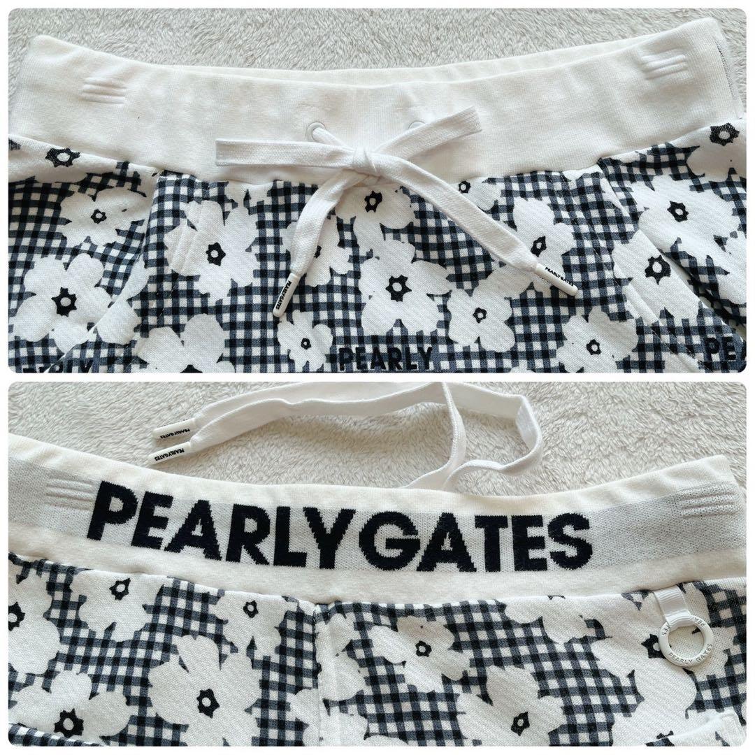 美品　パーリーゲイツ セットアップ　パーカー　スカート　チェック　花柄　裏毛