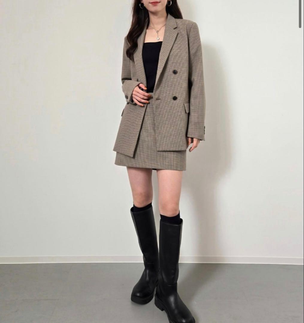 【雑誌掲載】UNIQLO セットアップ⭐︎ダブルジャケット(L)＋スコート(M)