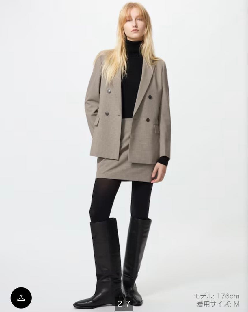 【雑誌掲載】UNIQLO セットアップ⭐︎ダブルジャケット(L)＋スコート(M)