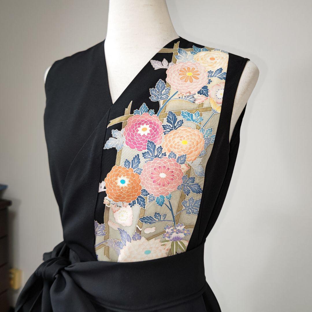 zunezune 留袖 巻きドレス ノースリーブ 着物リメイクワンピース 友禅