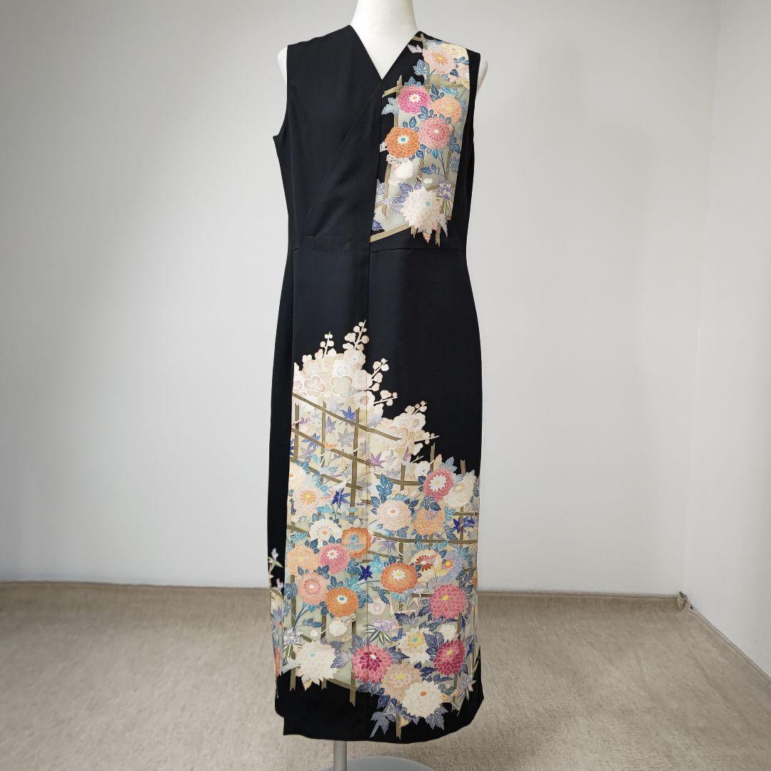 zunezune 留袖 巻きドレス ノースリーブ 着物リメイクワンピース 友禅