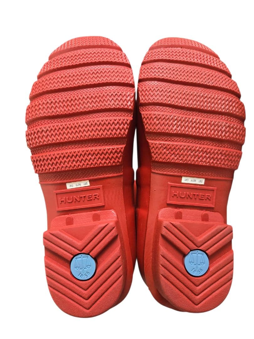 新品未使用・タグ付き・箱無し HUNTER レインブーツ 長靴 レッド 22㎝