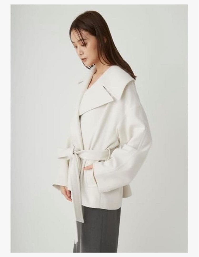 【新品】FRAY IDビッグカラーショートコート　アイボリー　サイズ 0