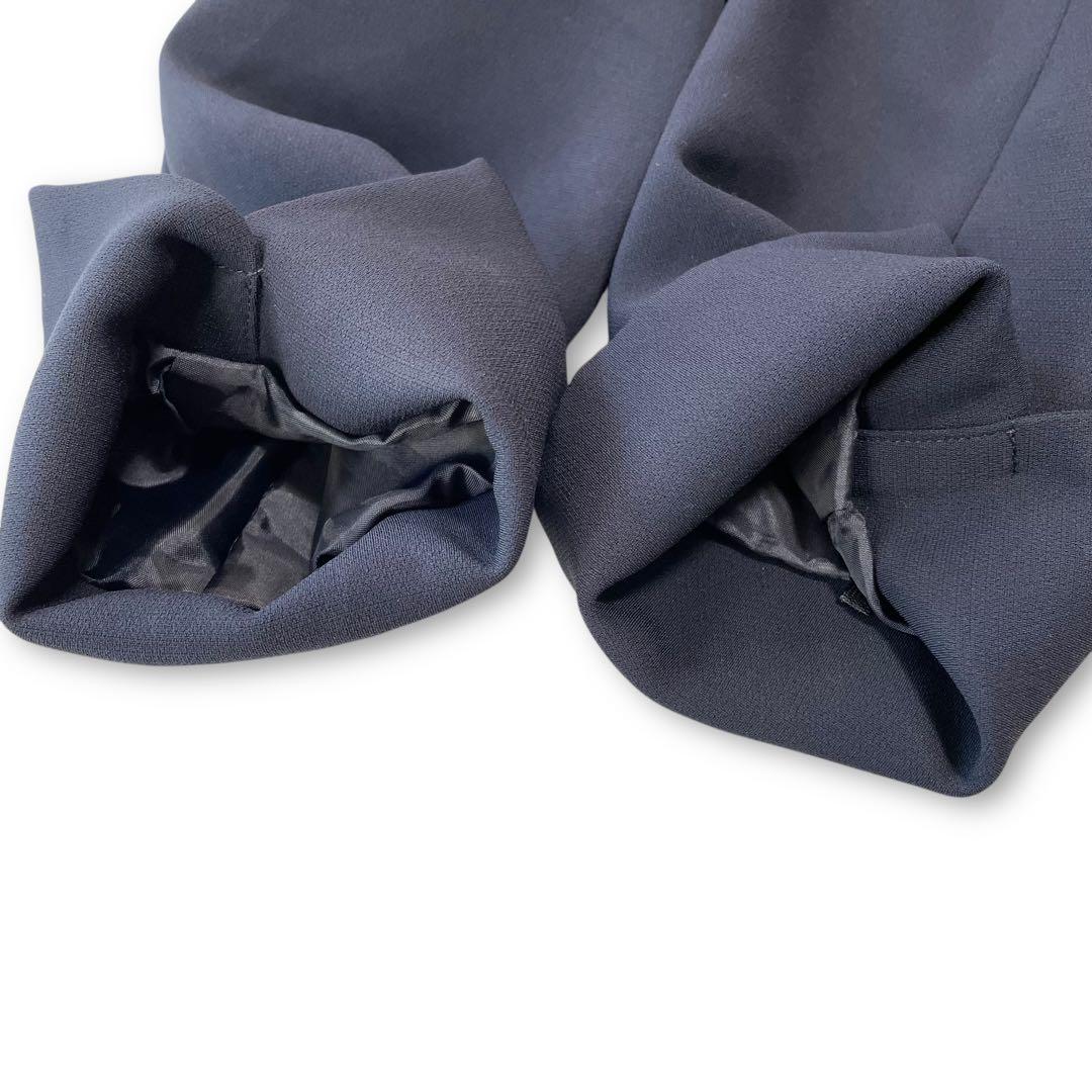 極美品✨SOÉJU ロングノーカラージャケット ネイビー ストレッチ L 濃紺