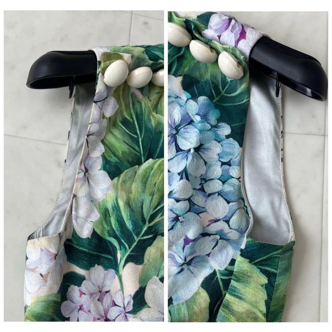 ドルチェアンドガッバーナ 紫陽花 ワンピース ドレス ロゴ シルク 36