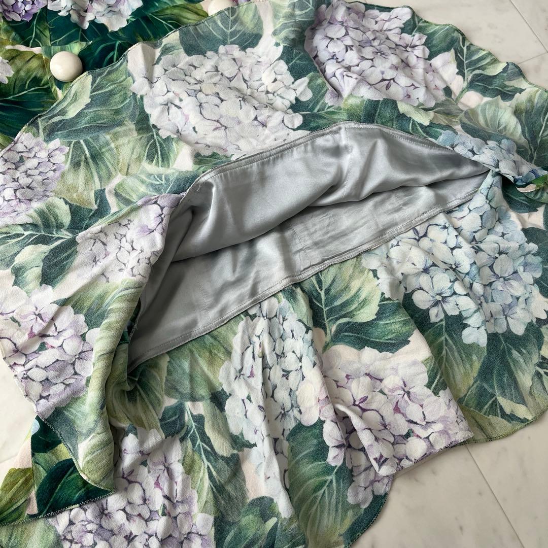 ドルチェアンドガッバーナ 紫陽花 ワンピース ドレス ロゴ シルク 36