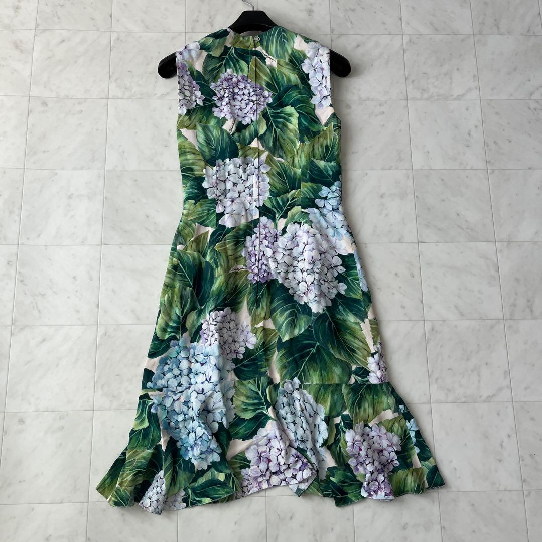 ドルチェアンドガッバーナ 紫陽花 ワンピース ドレス ロゴ シルク 36
