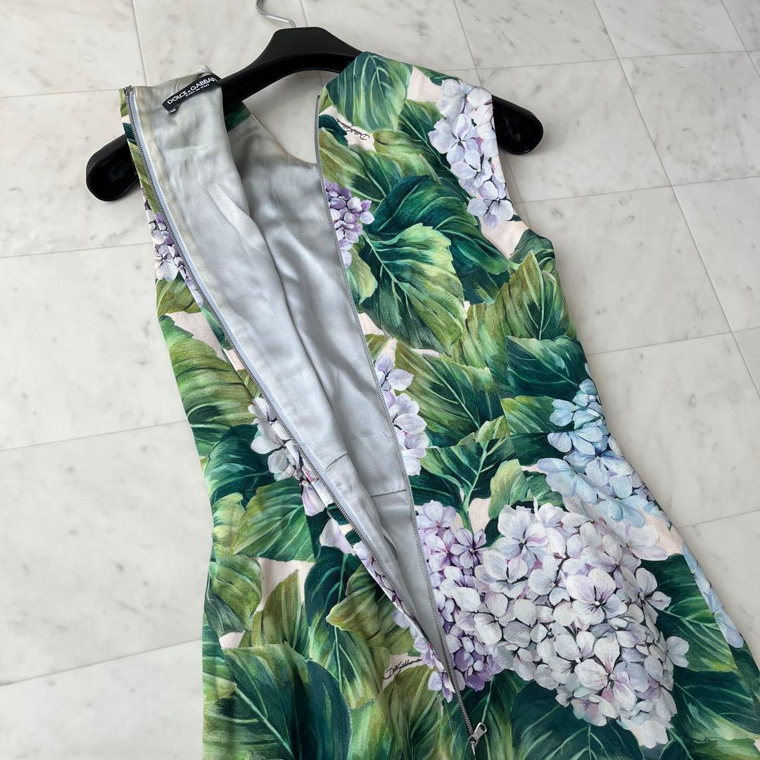 ドルチェアンドガッバーナ 紫陽花 ワンピース ドレス ロゴ シルク 36