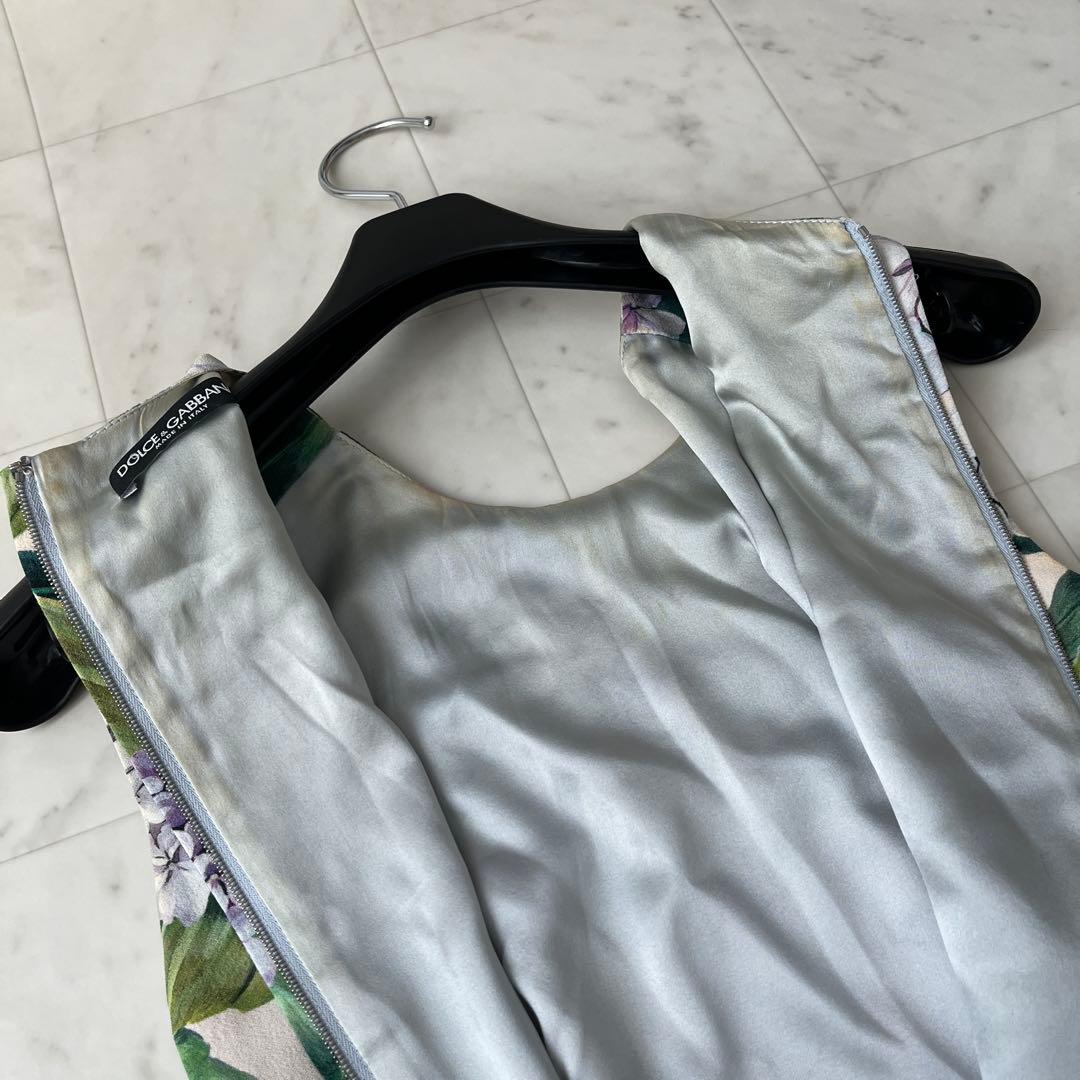 ドルチェアンドガッバーナ 紫陽花 ワンピース ドレス ロゴ シルク 36