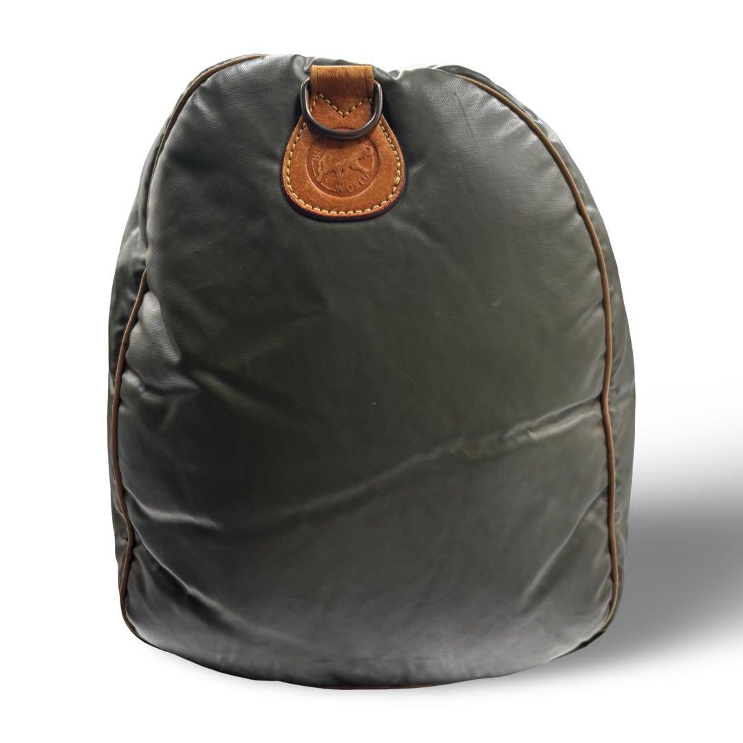 【ヴィンテージ】ハンティングワールド　ボストンバッグ　ナイロン　レザー　カーキ