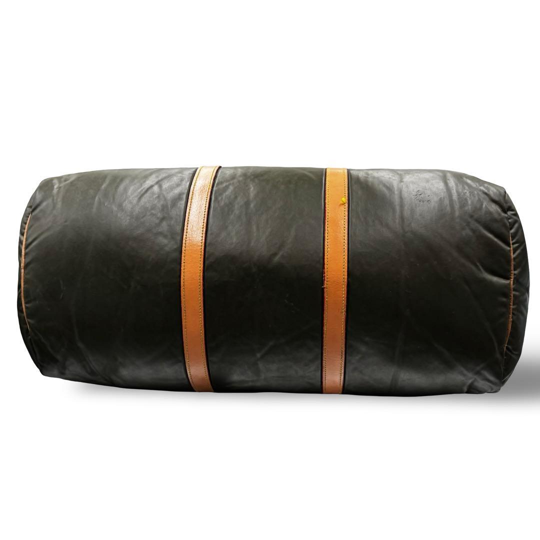 【ヴィンテージ】ハンティングワールド　ボストンバッグ　ナイロン　レザー　カーキ