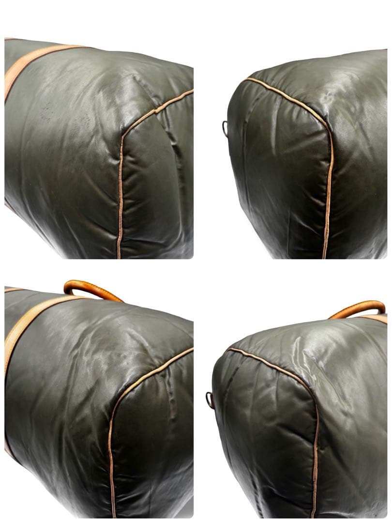 【ヴィンテージ】ハンティングワールド　ボストンバッグ　ナイロン　レザー　カーキ