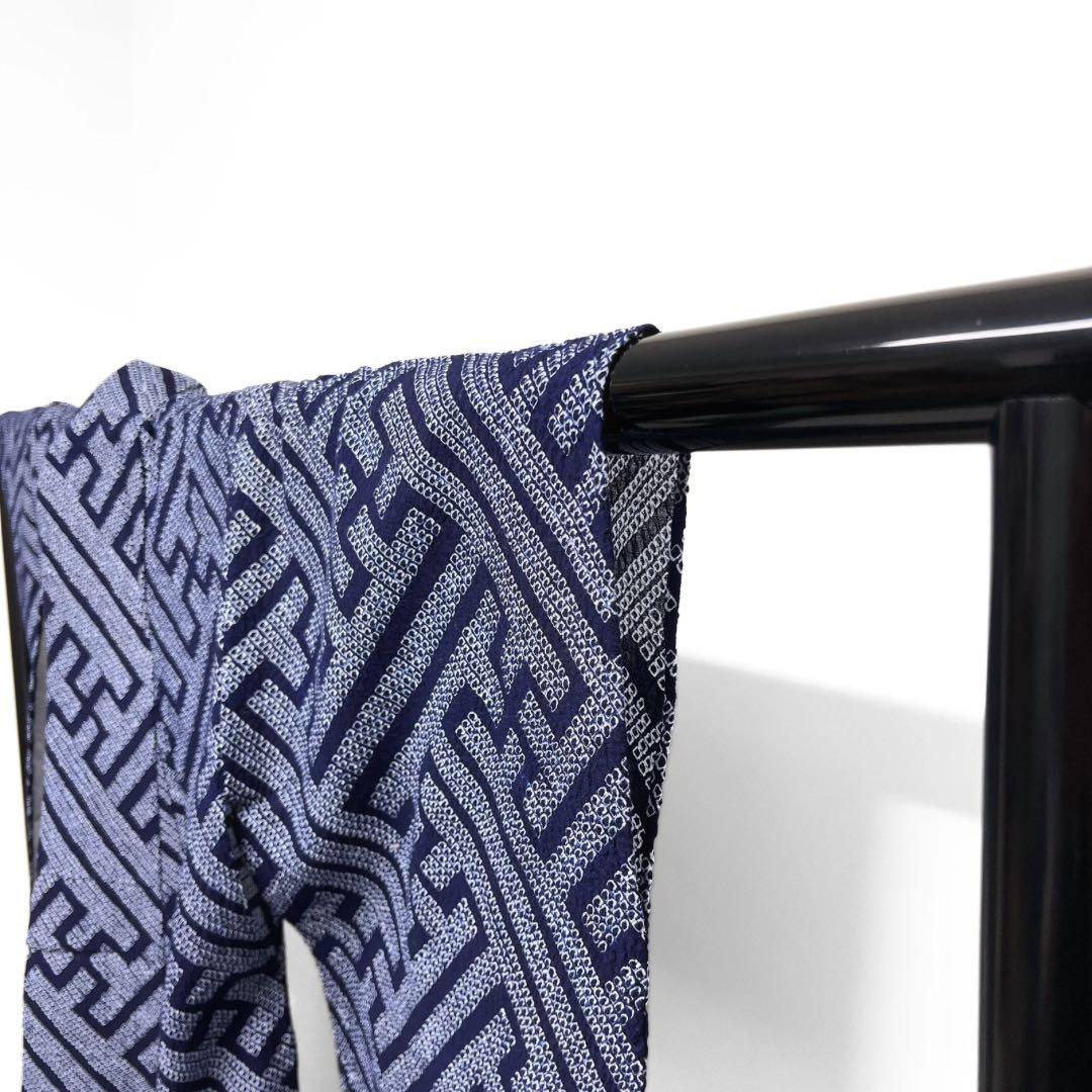 浴衣　有松鳴海絞り　紗綾形　鹿の子　藍染　ネイビー　着物　063a d