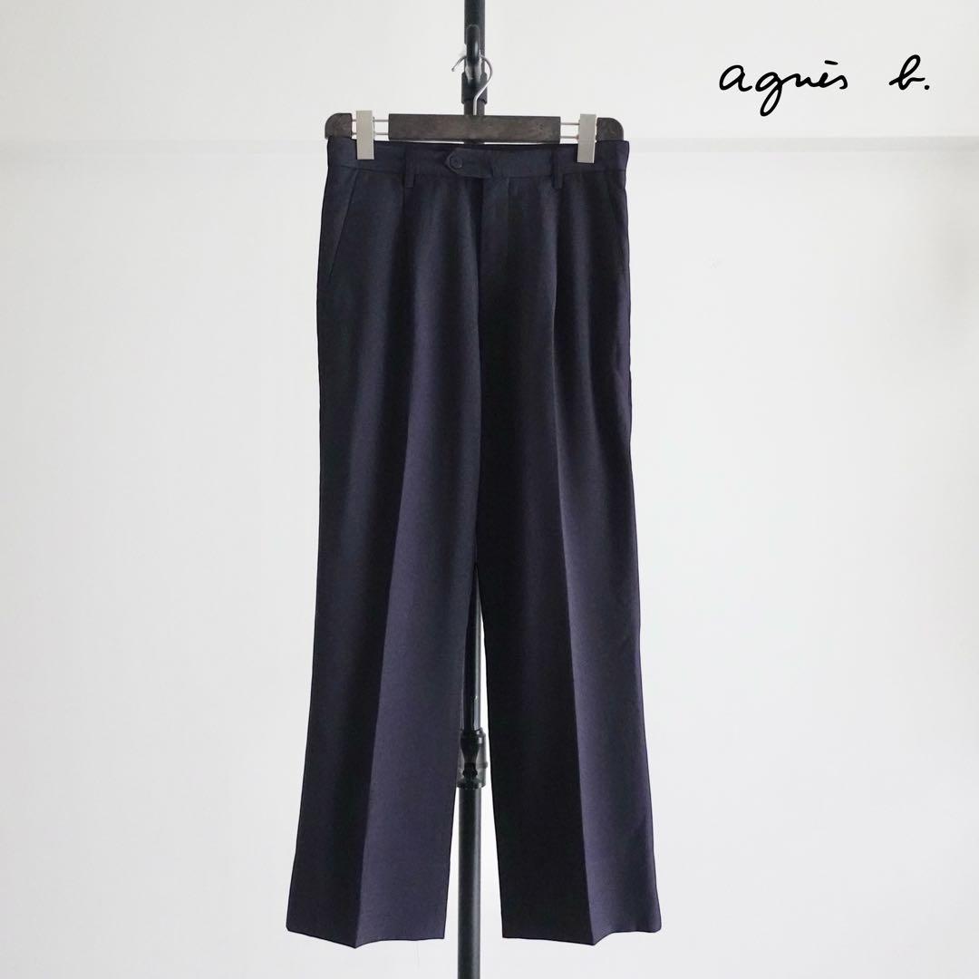 【フランス製】Agnes b. 1タックウール　ワイドトラウザーズ　38