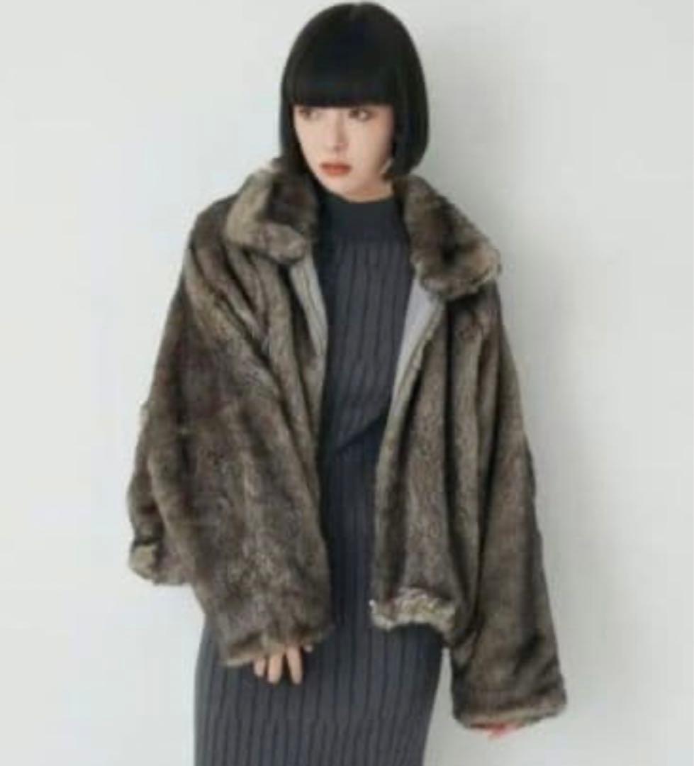 MURUA フェイクファーブルゾン グレー　ファーコート