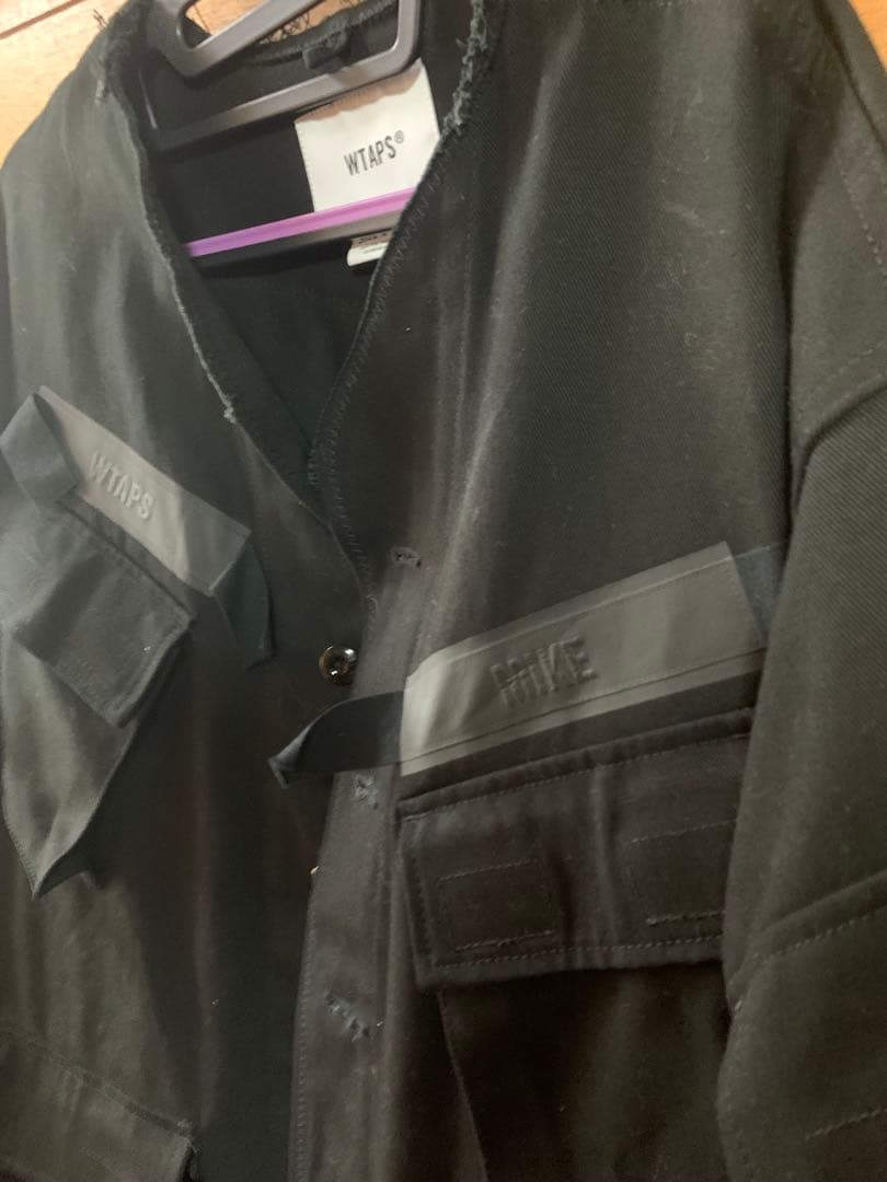 WTAPS ブラック ノーカラージャケット サイズX 02