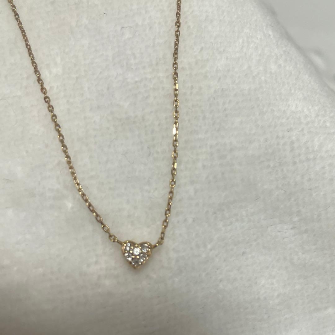 ４℃　ネックレス　ハート　ダイヤ k10 リバーシブル