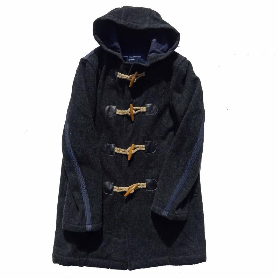 希少　コムデギャルソンオム　プリント切り替えパイピングロゴ ダッフルコート S