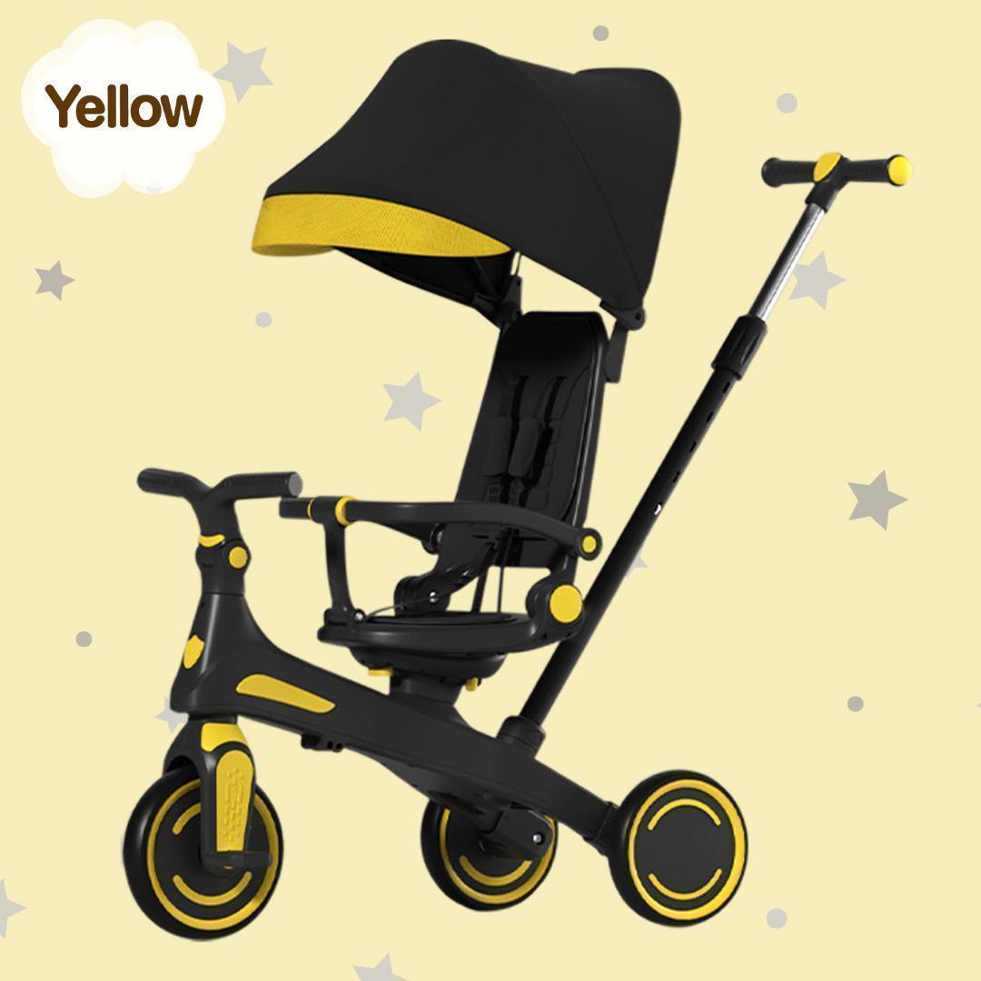 新品＊三輪車 手押し棒付き折りたたみ 7in1子供用 キッズバイク　イエロー