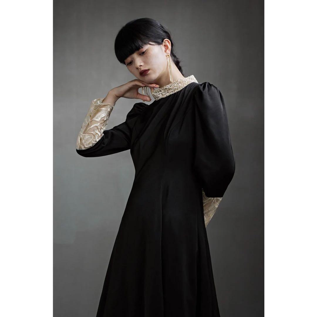 【一度のみ着用】etoll. バック刺繍 フレアドレス パーティー オケージョン