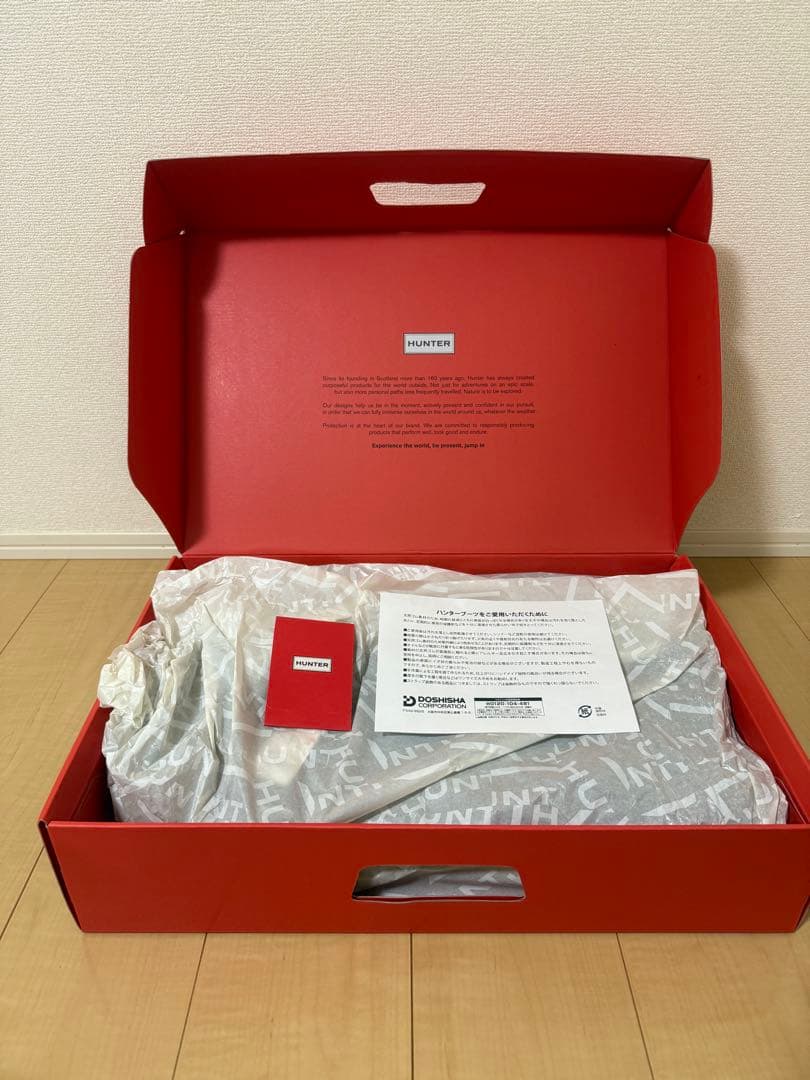 【新品・未使用】HUNTER ブラック 長靴 バックル付き UK6 25cm