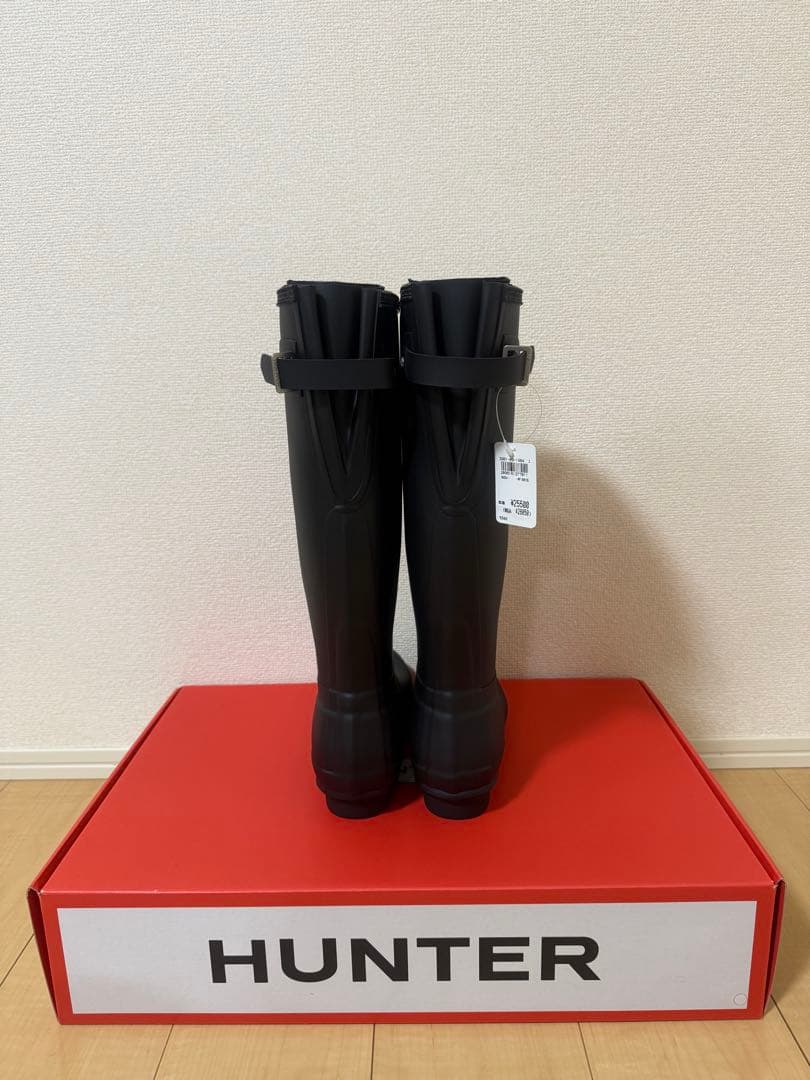 【新品・未使用】HUNTER ブラック 長靴 バックル付き UK6 25cm