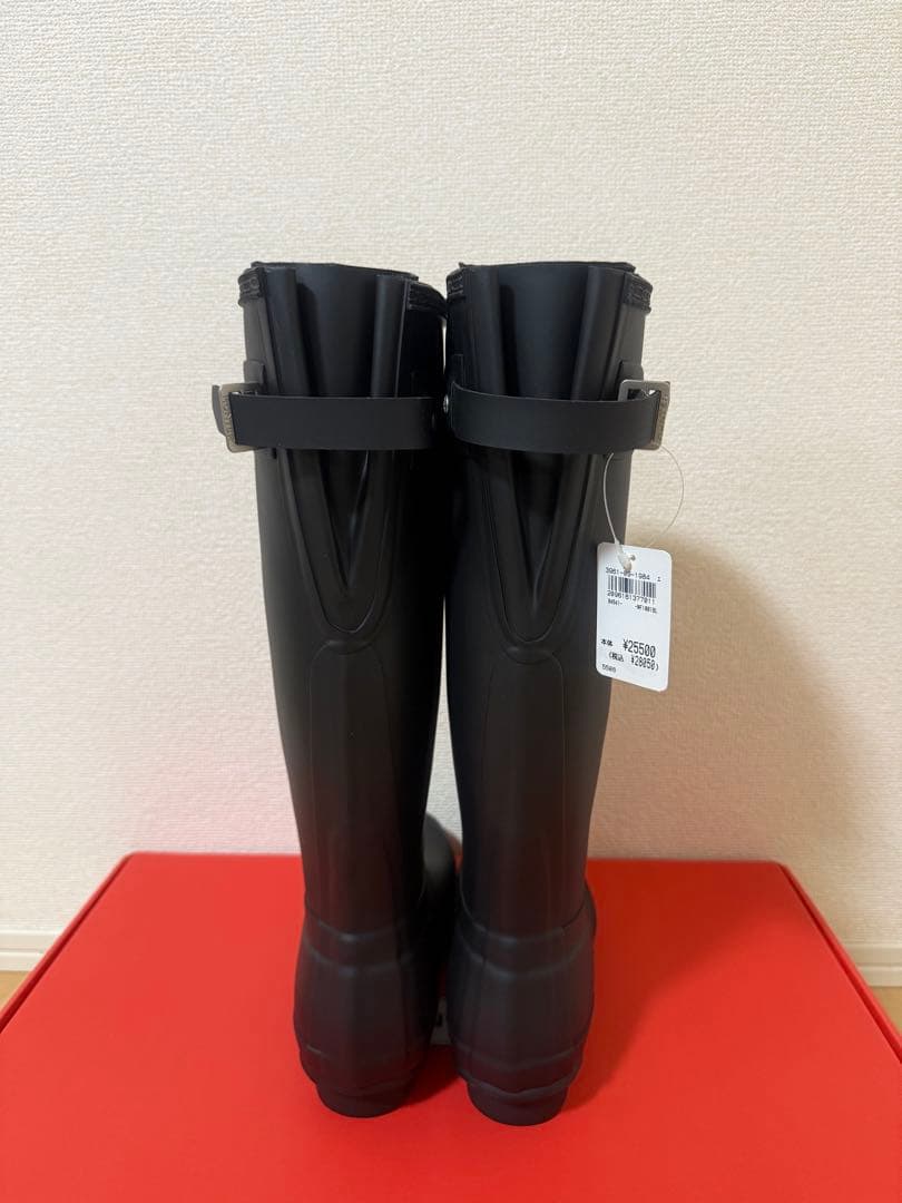 【新品・未使用】HUNTER ブラック 長靴 バックル付き UK6 25cm