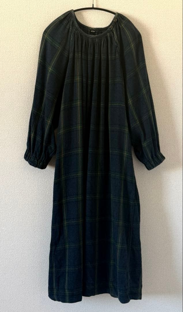 45R インディゴネルチェック チロルドレス フリーサイズ