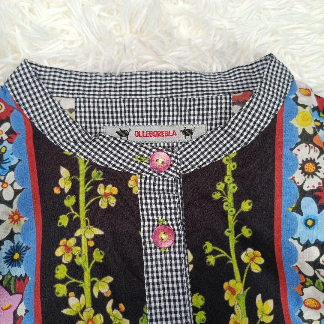 近年 美品✨アルベロベロ ぶたさん おやゆび姫 花柄シャツワンピース　シフォン