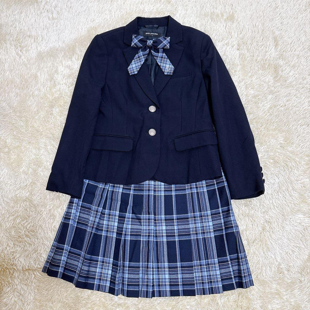 ポンポネット 140cm フォーマルスーツ 卒服　入学式 濃紺 お受験　発表会