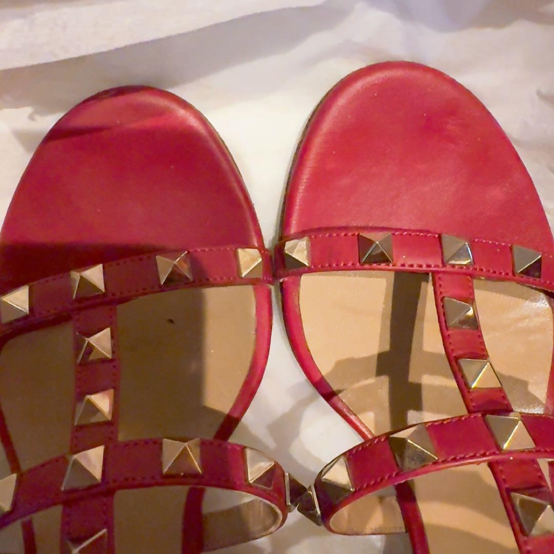 Valentino スタッズ付きレッドミュール サイズ24cm