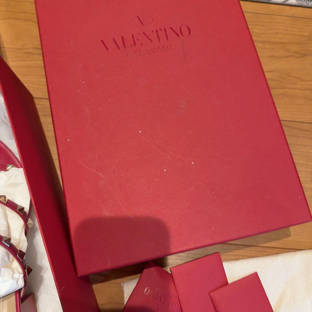 Valentino スタッズ付きレッドミュール サイズ24cm