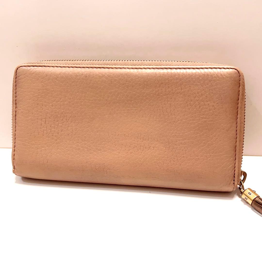 グッチ 長財布 ソーホー インターロッキング レザー ラウンドファスナー ピンク