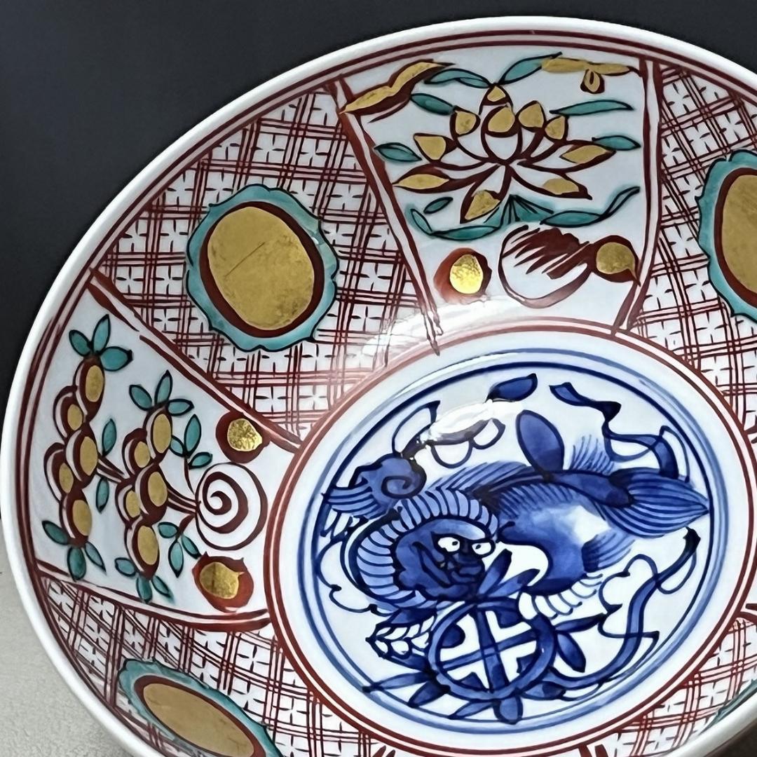 真葛香斎 赤絵 玉取獅子 菓子鉢 共箱 赤絵鉢 十水五石 茶道具 k3210