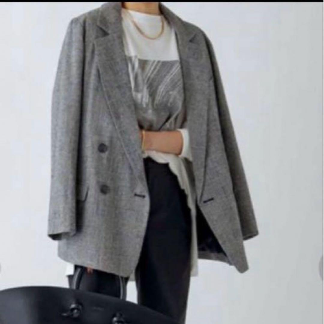 ラウンジドレス　グレンチェックダブルジャケット