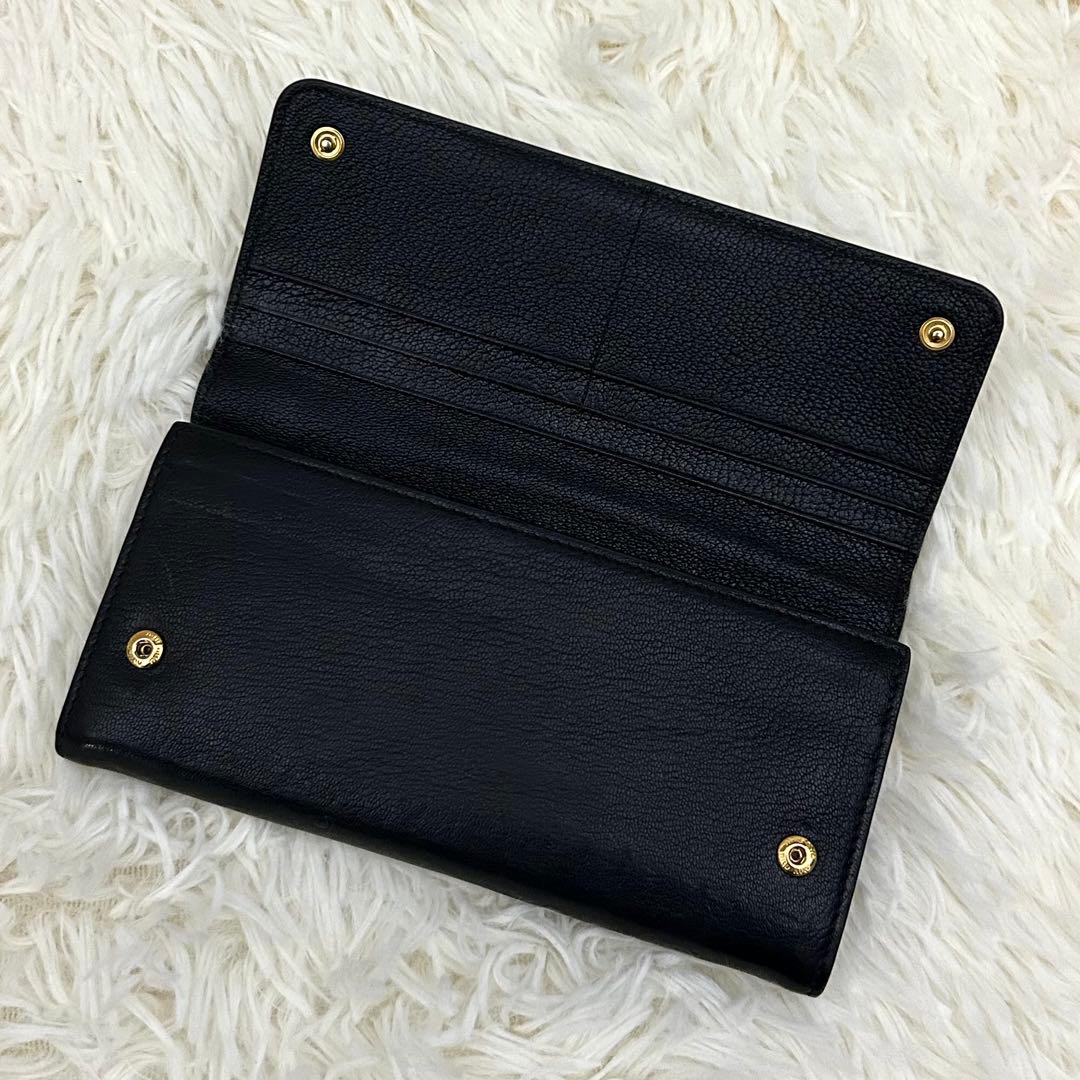 【極美品】MIUMIU ミュウミュウ リボン 長財布 レザー ブラック